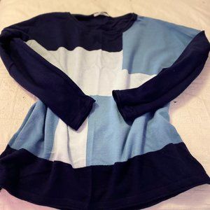 Super Soft Blue Color Block Sweater